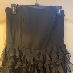 Strapless black long dress with ruffles